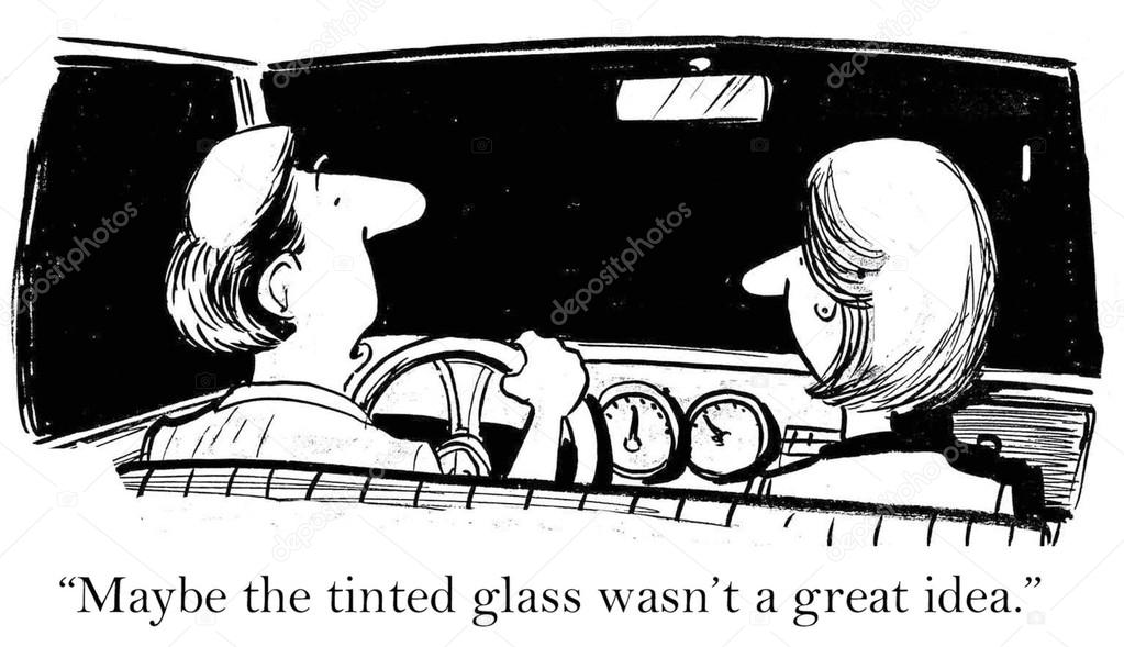 Couple in car with  tinted glass