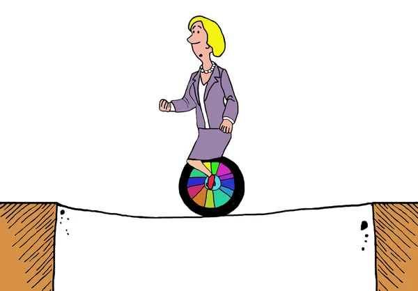 Businesswoman on Unicycle — 스톡 사진