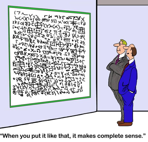 Два руководителя смотрят на сложную формулу