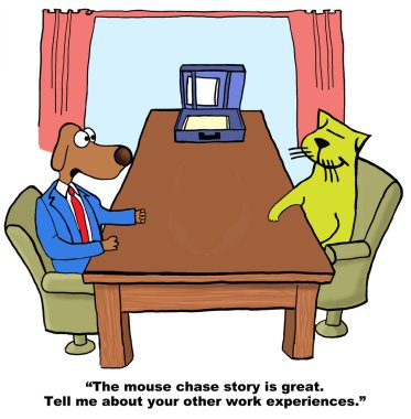 manager dog interviewing cat