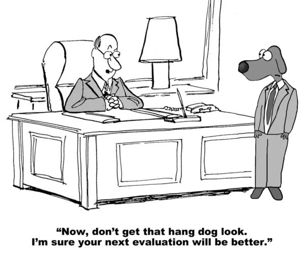 Depresso business cane e capo dicendo a lui — Foto Stock