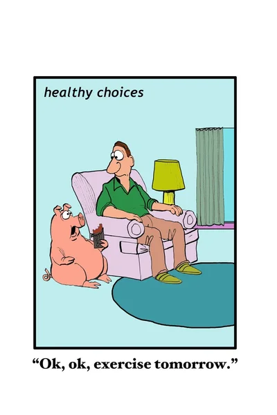 Overweight pig saying to owner — Stockfoto