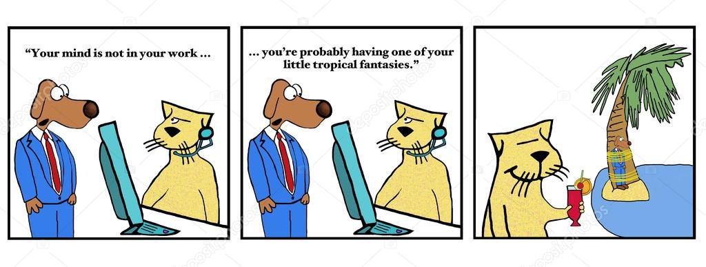 business boss saying to worker cat
