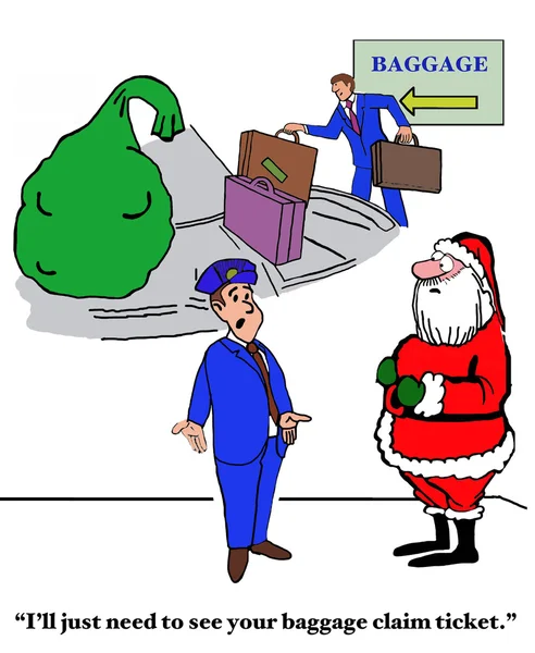 Santa Claus op bagage claim — Stockfoto