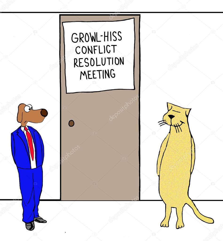 cartoon of business dog and cat