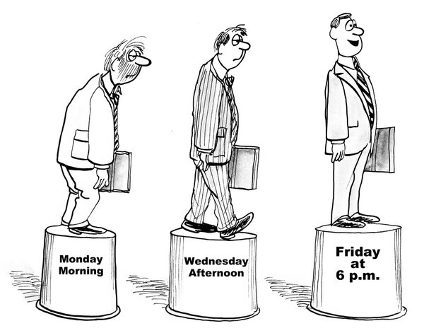 Empresario es más excitado viernes por la tarde que lunes por la mañana . — Foto de Stock