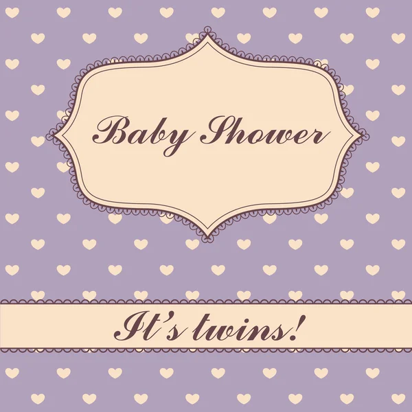 Polka dot hearts baby shower twins — Stockvector