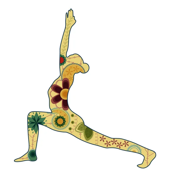 Warrior yoga pose retro Stockillustration