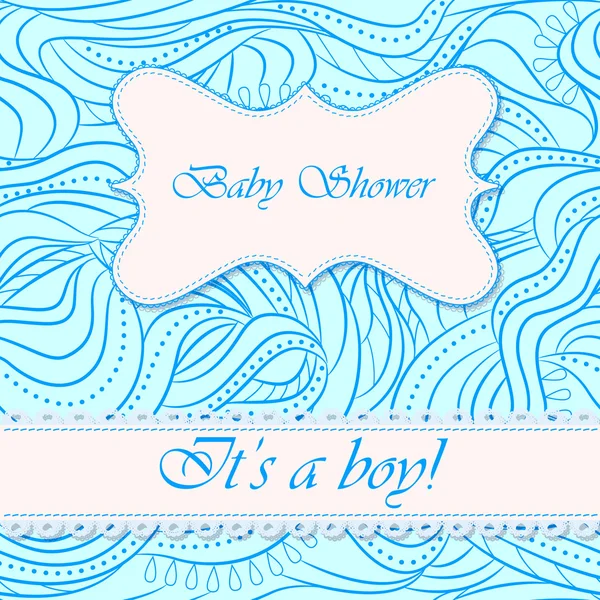 Μωρό ντους με αφηρημένη κύματα αγόρι — Διανυσματικό Αρχείο