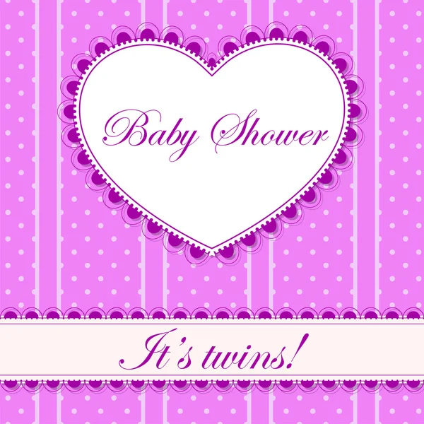 Babydouche met hart banner twins — Stockvector