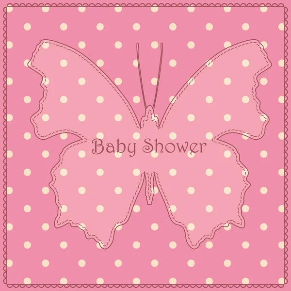 Baby zuhanyzó pöttyös rózsaszín pillangó Vintage — Stock Vector
