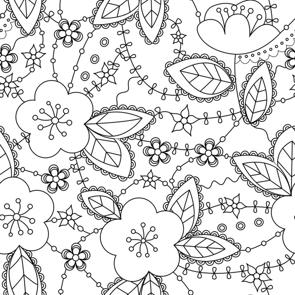 Coloriage antistress avec des fleurs de pomme — Image vectorielle