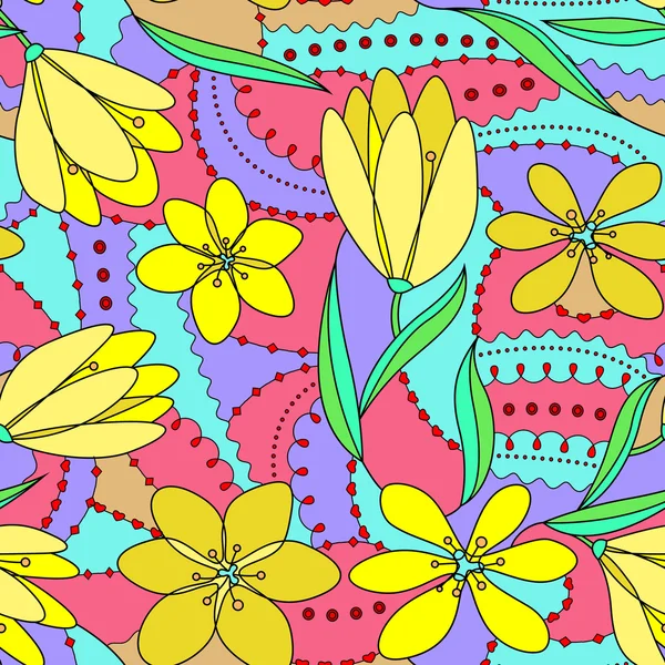 Crocus motif sans couture jaune — Image vectorielle