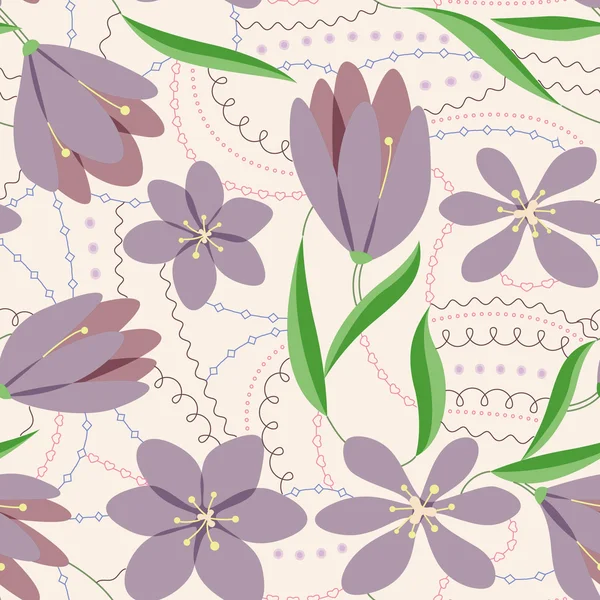 Krókuszok varrat nélküli mintát lila vintage — Stock Vector