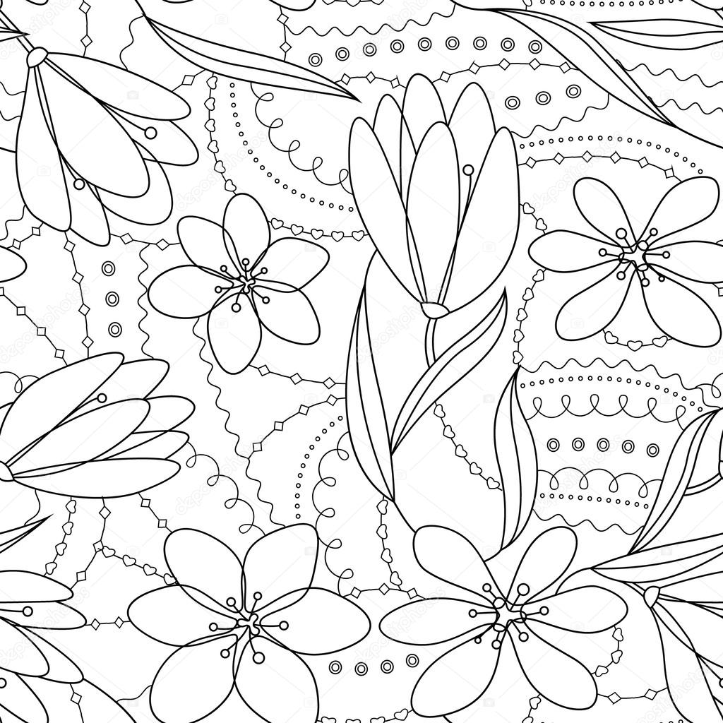 Disegni da colorare antistress con fiori di croco — Vettoriale Stock