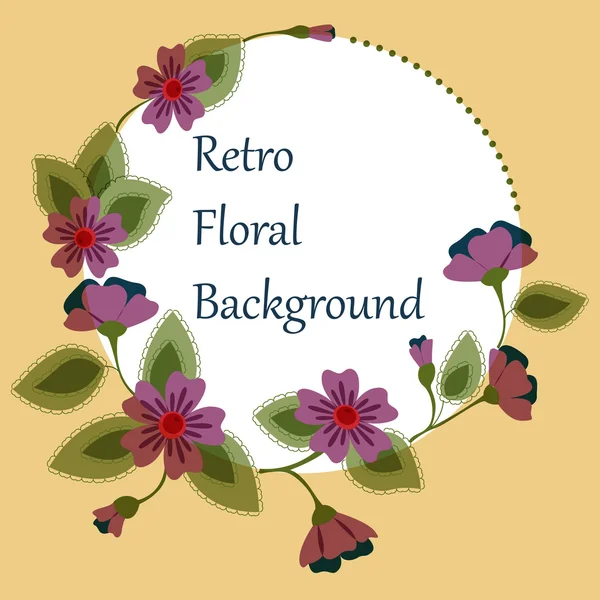 Fundo com banner floral redondo retro — Vetor de Stock