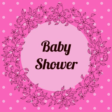 Bebek duş ile yuvarlak çiçek bayrak pembe