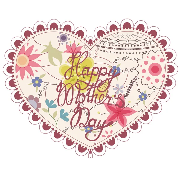 Hart vintage met Happy Mothers Day — Stockvector