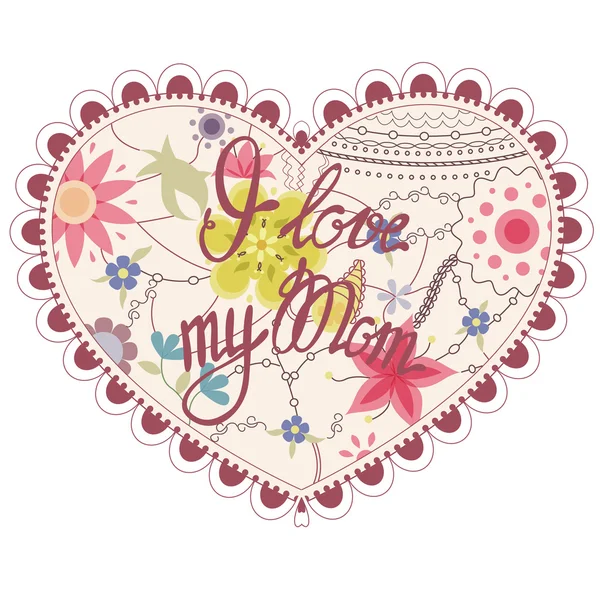 Heart vintage with  I love my Mom — Stock Vector