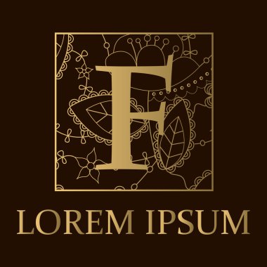 F harfiyle altın arka plan