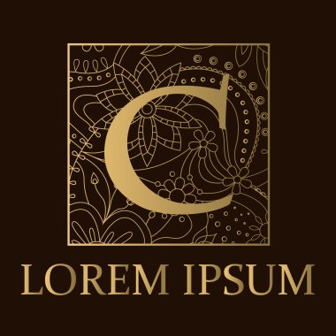 C harfiyle altın arka plan