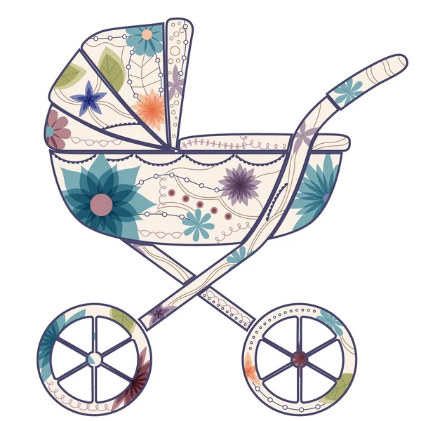 Baby carriage for boy — Stock Vector