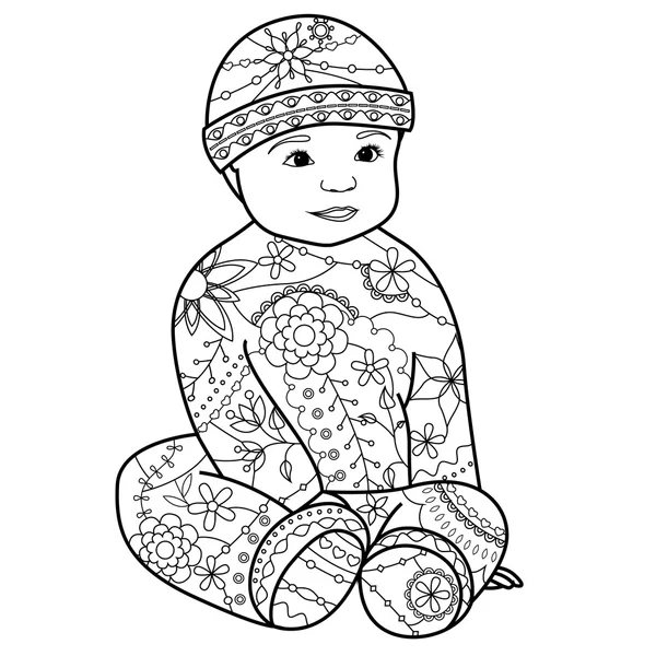 Bebé niña para colorear — Vector de stock