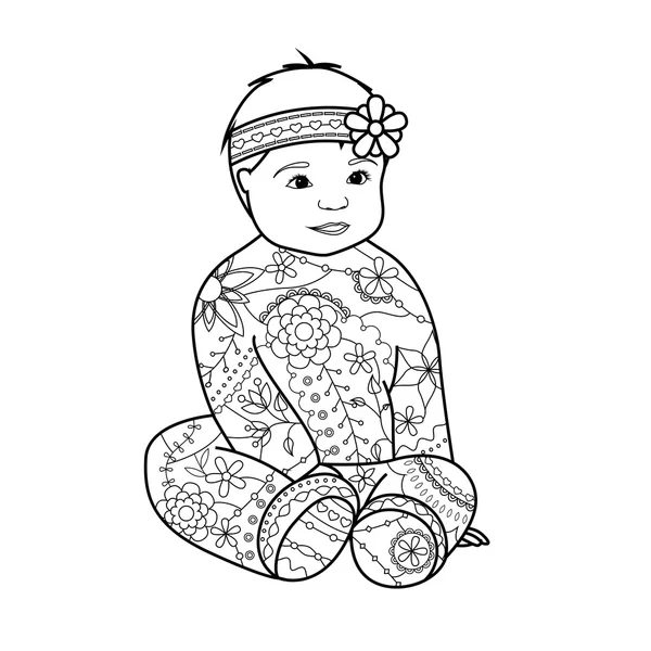 Bebé niña para colorear — Archivo Imágenes Vectoriales