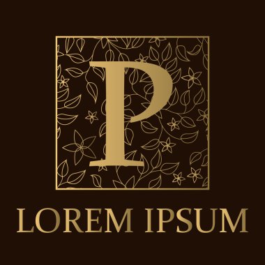 P harfi altın arka plan