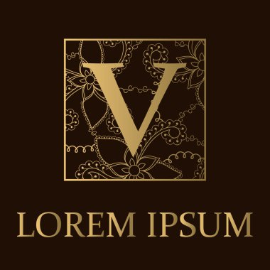 V harfiyle altın arka plan