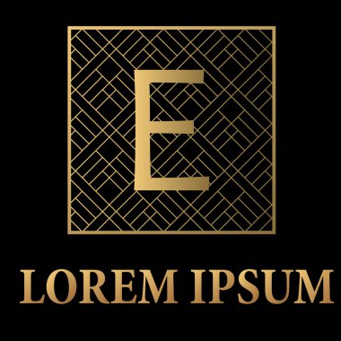 E harfiyle altın arka plan