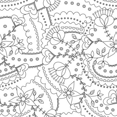 Çiçek ve kalp deseni renklendirme