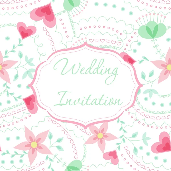 Invitation de mariage couleurs menthe et rose — Image vectorielle