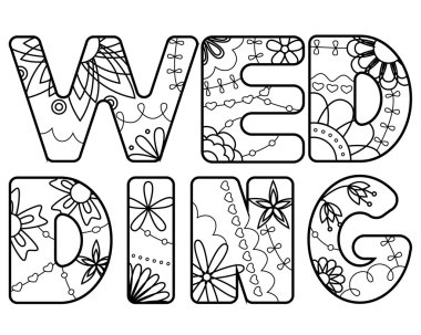 Boyama boyalı kelime düğün