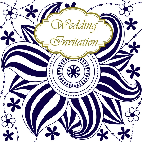 Προσκλητήριο γάμου με μεγάλο λουλούδι — Διανυσματικό Αρχείο