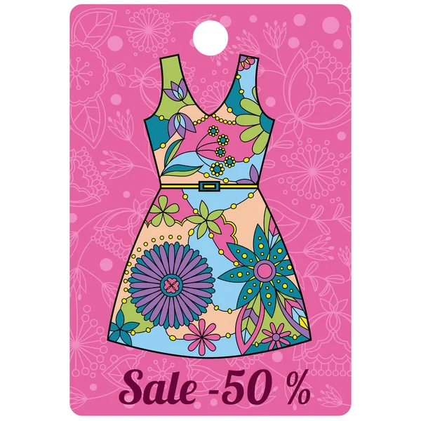 Sale label with dress colorful — Stock Vector