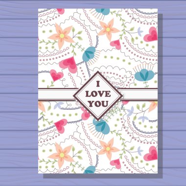 Ahşap arka plan kartında seviyorum