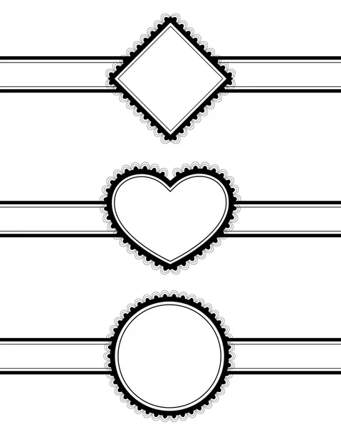 Ensemble de bannières noir et blanc sur ruban — Image vectorielle