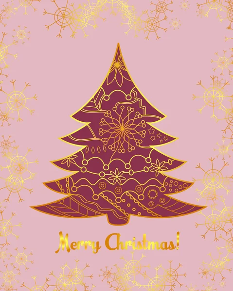 Merry christmas card med träd — Stock vektor