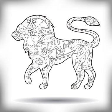 Leo üzerinde beyaz izole siluet boyalı