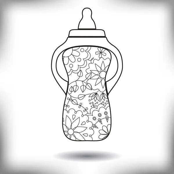 Butelka do karmienia Baby malowane na białym tle sylwetka — Wektor stockowy