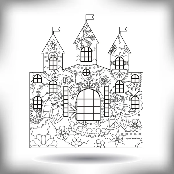 Castillo pintado silueta aislada en blanco — Vector de stock