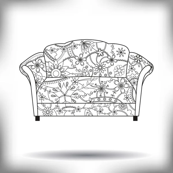 Sofá silueta pintada aislada en blanco — Vector de stock