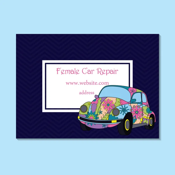 Επαγγελματική κάρτα για επισκευή γυναίκα αυτοκινήτου — Διανυσματικό Αρχείο