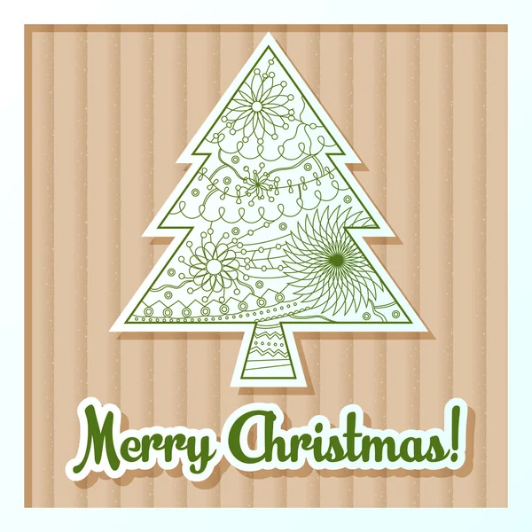 Merry Christmas card op karton met boom — Stockvector