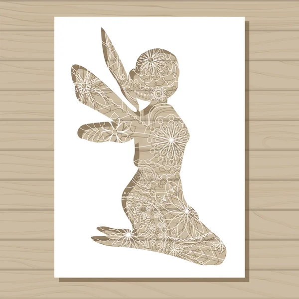 Gabarit de pochoir de fée sur fond bois — Image vectorielle