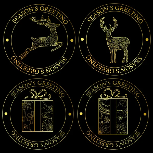 Gouden stempels season's Greetings — Stockvector