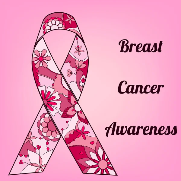 Latar belakang kesadaran kanker payudara dengan pita dicat - Stok Vektor