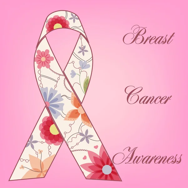 Breast cancer awareness background with painted ribbon vintage — Stock Vector