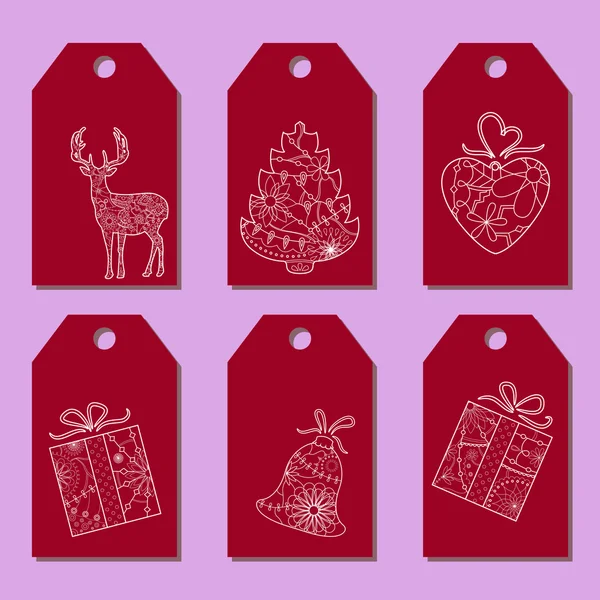 Set of simple christmas tags — Stock Vector